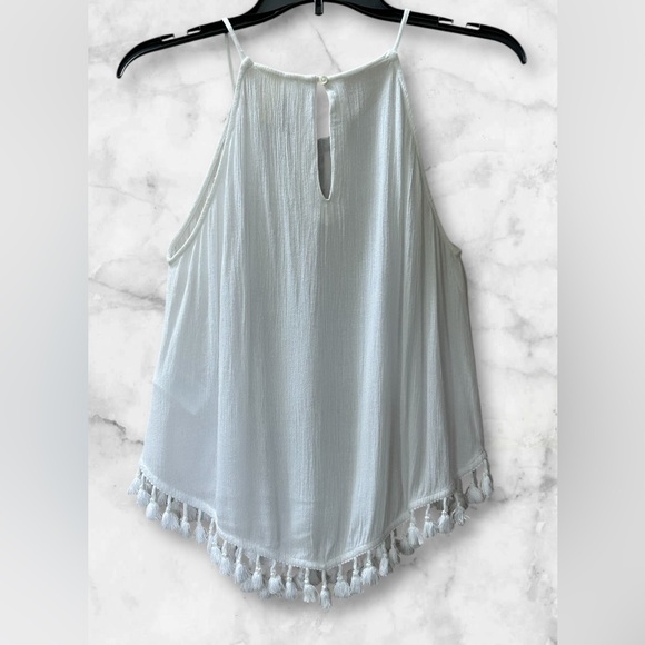 H&M Coachella Official Collection Boho Tank White Tassel Fringe  Size 8 - Picture 3 of 10